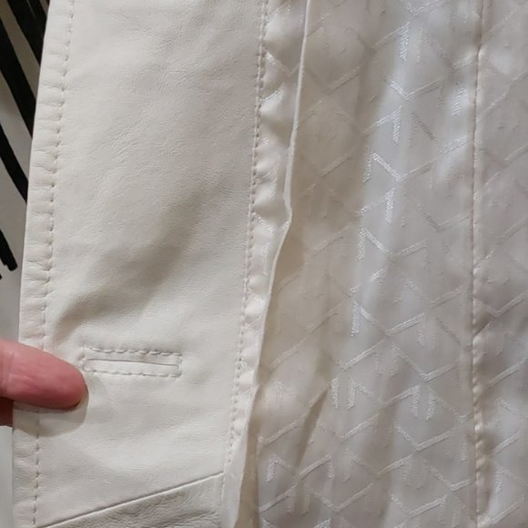 💋SHOWSTOPPER💋 ICONIC M by Madonna 100% Lambskin Leather Trench Coat in ivory - Picture 13 of 16